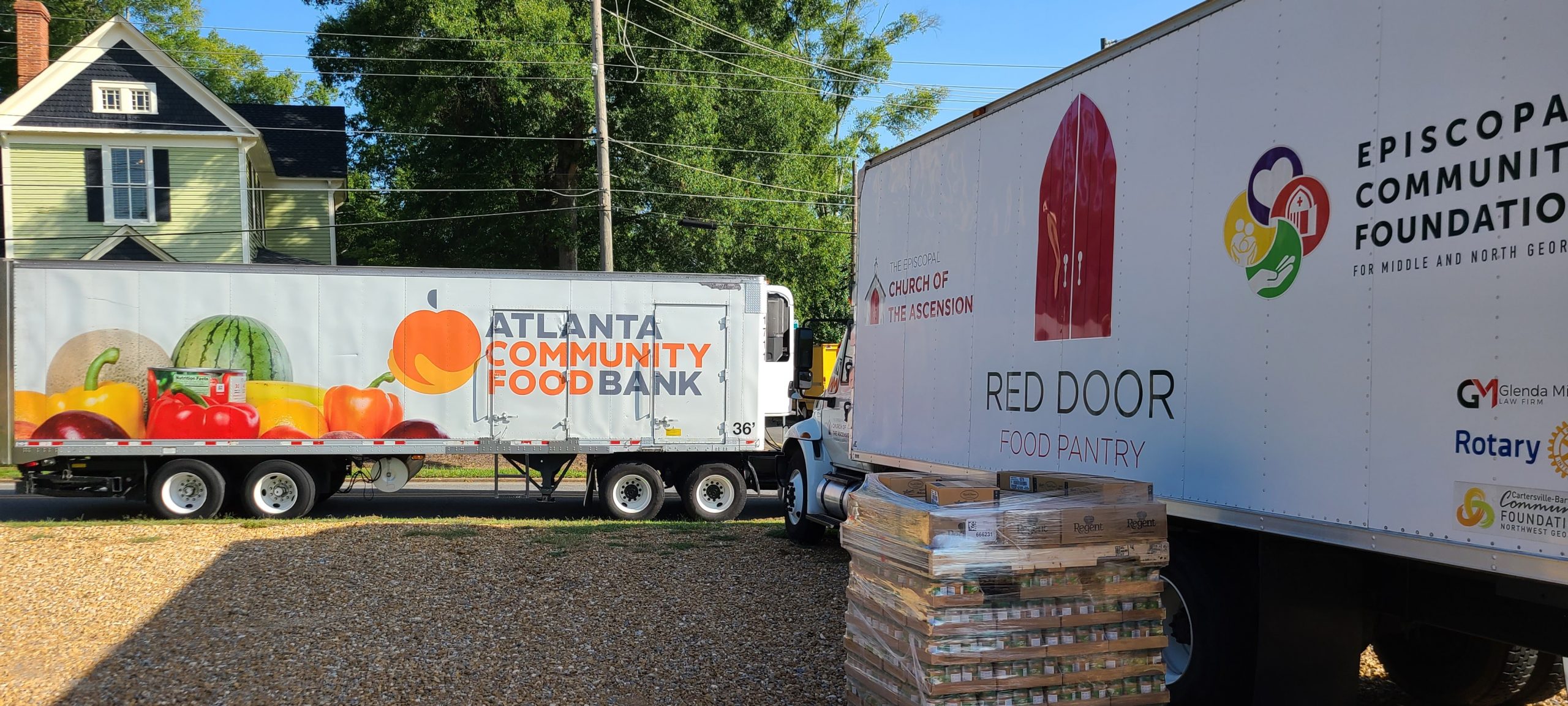 Red Door Food Pantry and Atlanta Community Food Bank Food Delivery Trucks